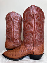 Load image into Gallery viewer, VINTAGE TONY LAMA FULL QUILL OSTRICH COWBOY BOOTS