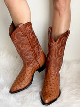 Load image into Gallery viewer, VINTAGE TONY LAMA FULL QUILL OSTRICH COWBOY BOOTS