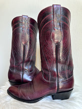 Load image into Gallery viewer, VINTAGE 'LUCCHESE' BLACK CHERRY COWBOY BOOTS