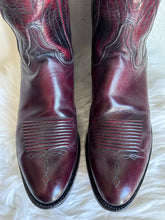 Load image into Gallery viewer, VINTAGE 'LUCCHESE' BLACK CHERRY COWBOY BOOTS