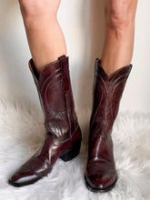 Load image into Gallery viewer, VINTAGE 'LUCCHESE' BLACK CHERRY COWBOY BOOTS