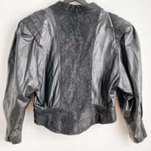 Load image into Gallery viewer, PAISLEY CROP LEATHER JACKET